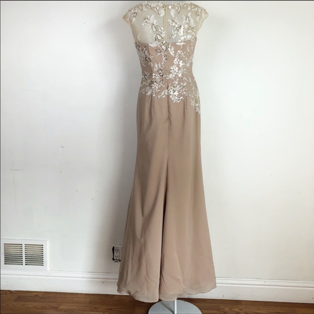 Franssical sequin applique chiffon champagne Gown - Picture 3 of 10